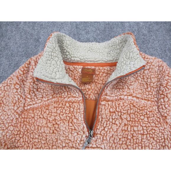 Scully Pullover Womens Medium Orange Sherpa Fleece Quarter Zip Raglan Cozy Teddy - Picture 9 of 16